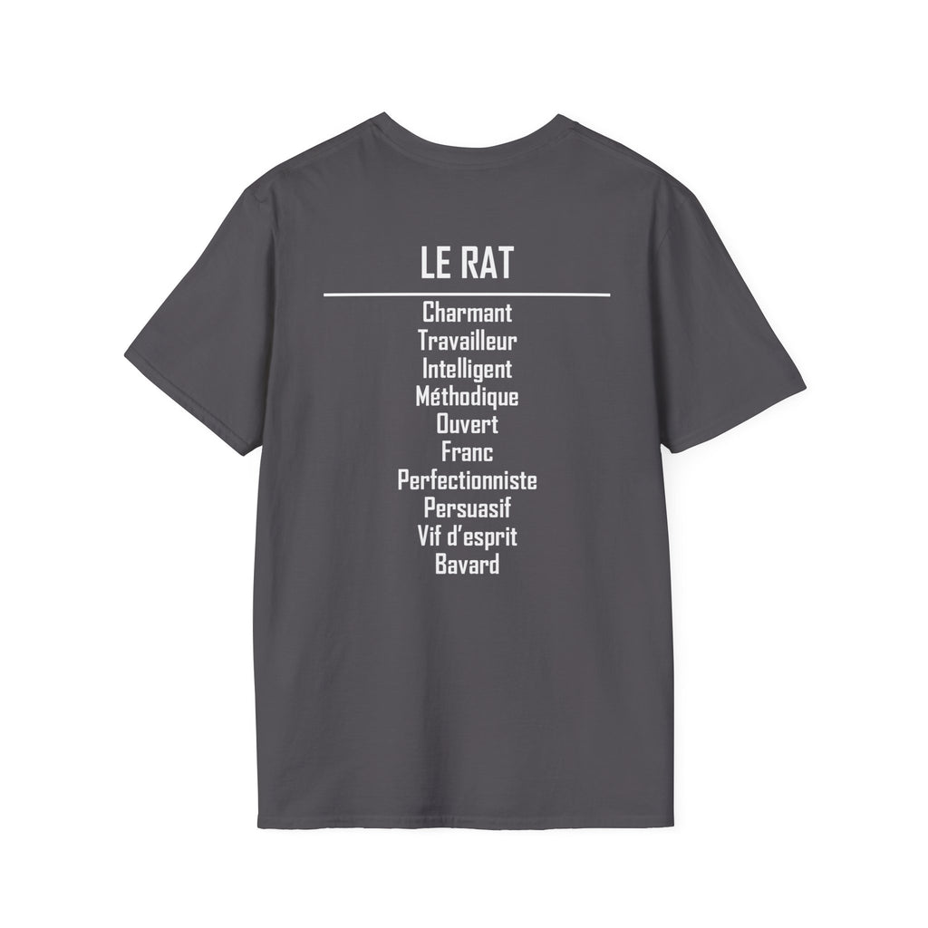 01 Rat — T-shirt Typographique — Couleurs Foncées — Français