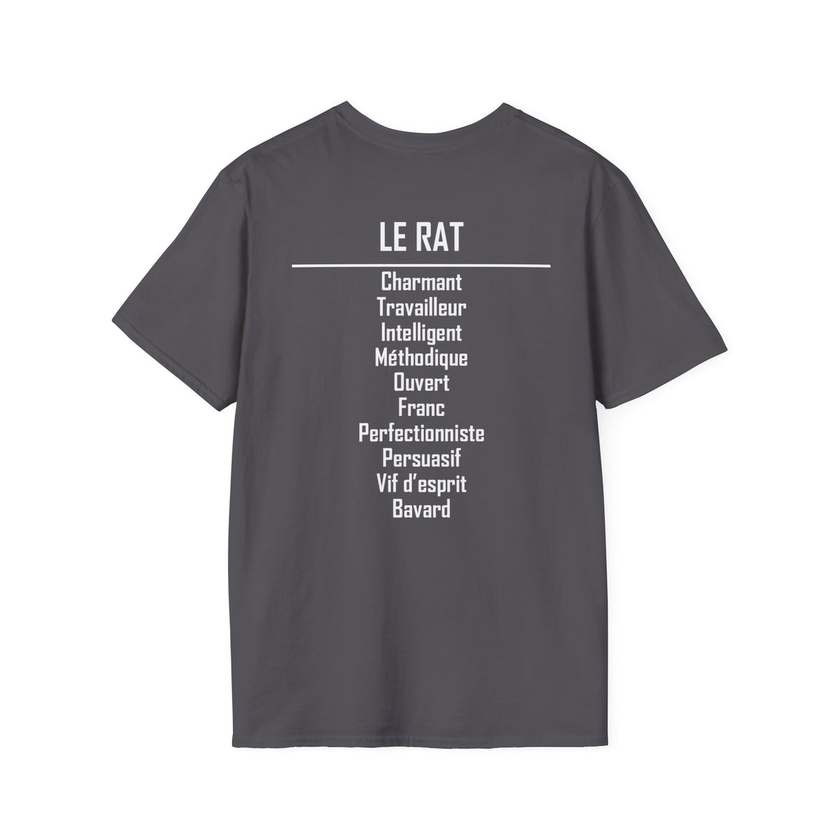 01 Rat — T-shirt Typographique — Couleurs Foncées — Français