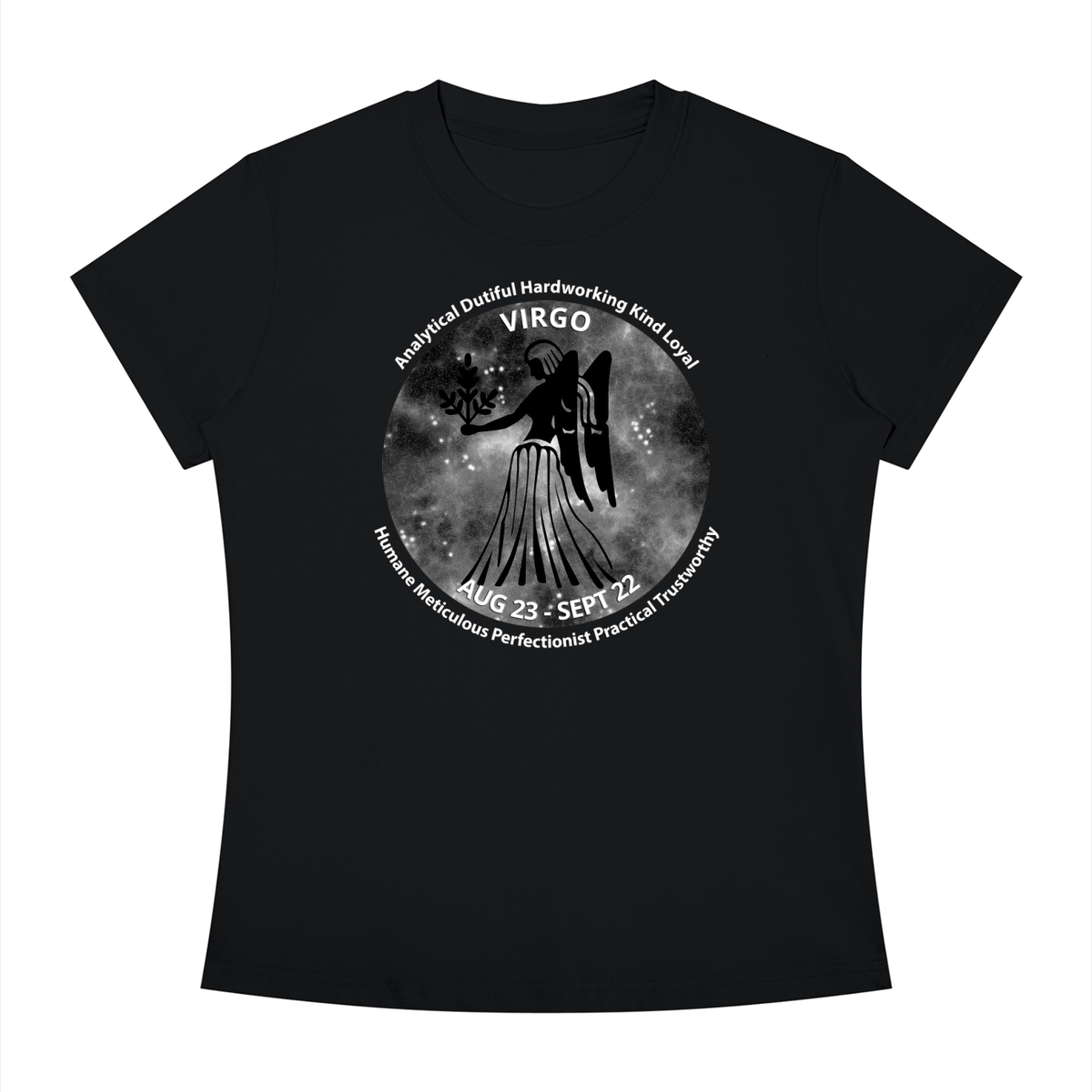 Virgo Monochrome Zodiac Slim-Fit Women’s Tee – Black