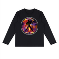 Aquarius black long-sleeve zodiac tee with color artwork, front view