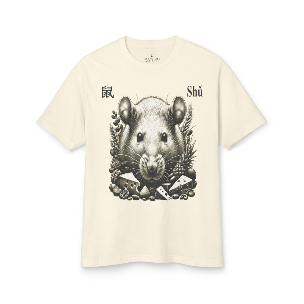01 Rat — Illustrated Tee — Faded Cream — English