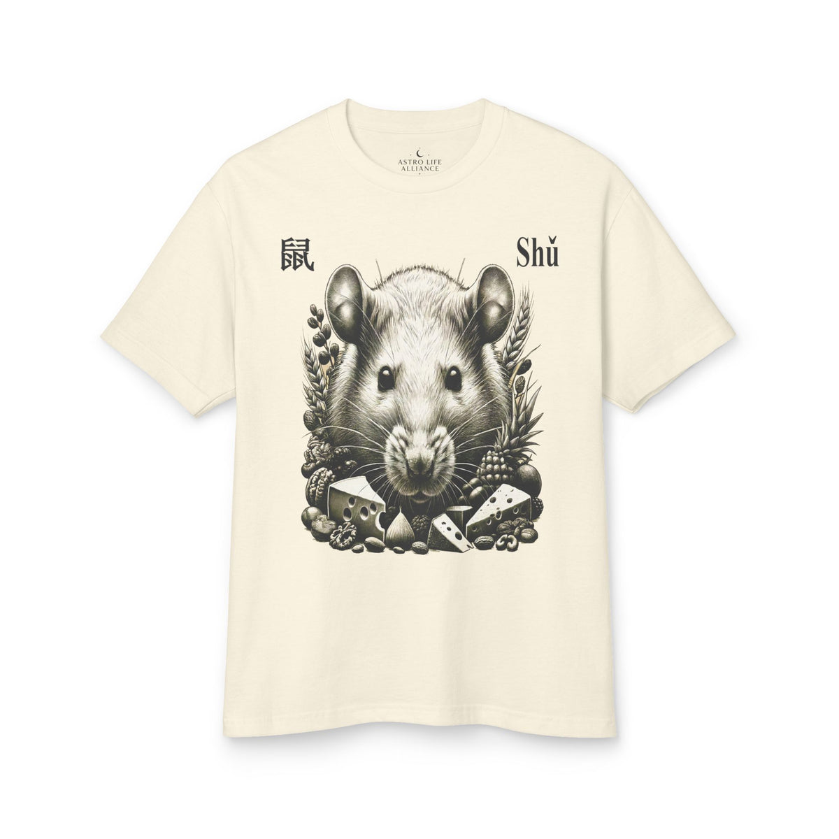 01 Rat — Illustrated Tee — Faded Cream — English