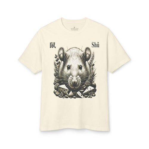 01 Rat — Illustrated Tee — Faded Cream — English