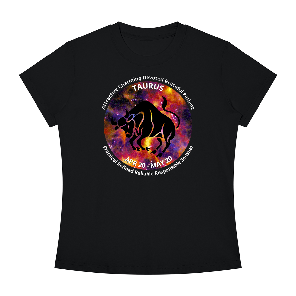 Taurus Full-Color Zodiac Slim-Fit Women’s Tee – Dark Shades