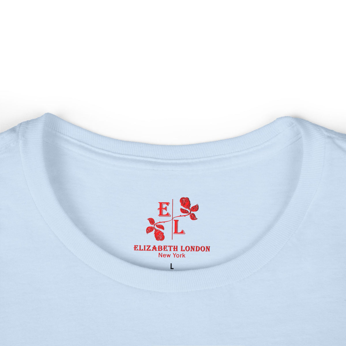 Elizabeth London™ Iconic Signature Rose Women’s Tee – Blush Petal