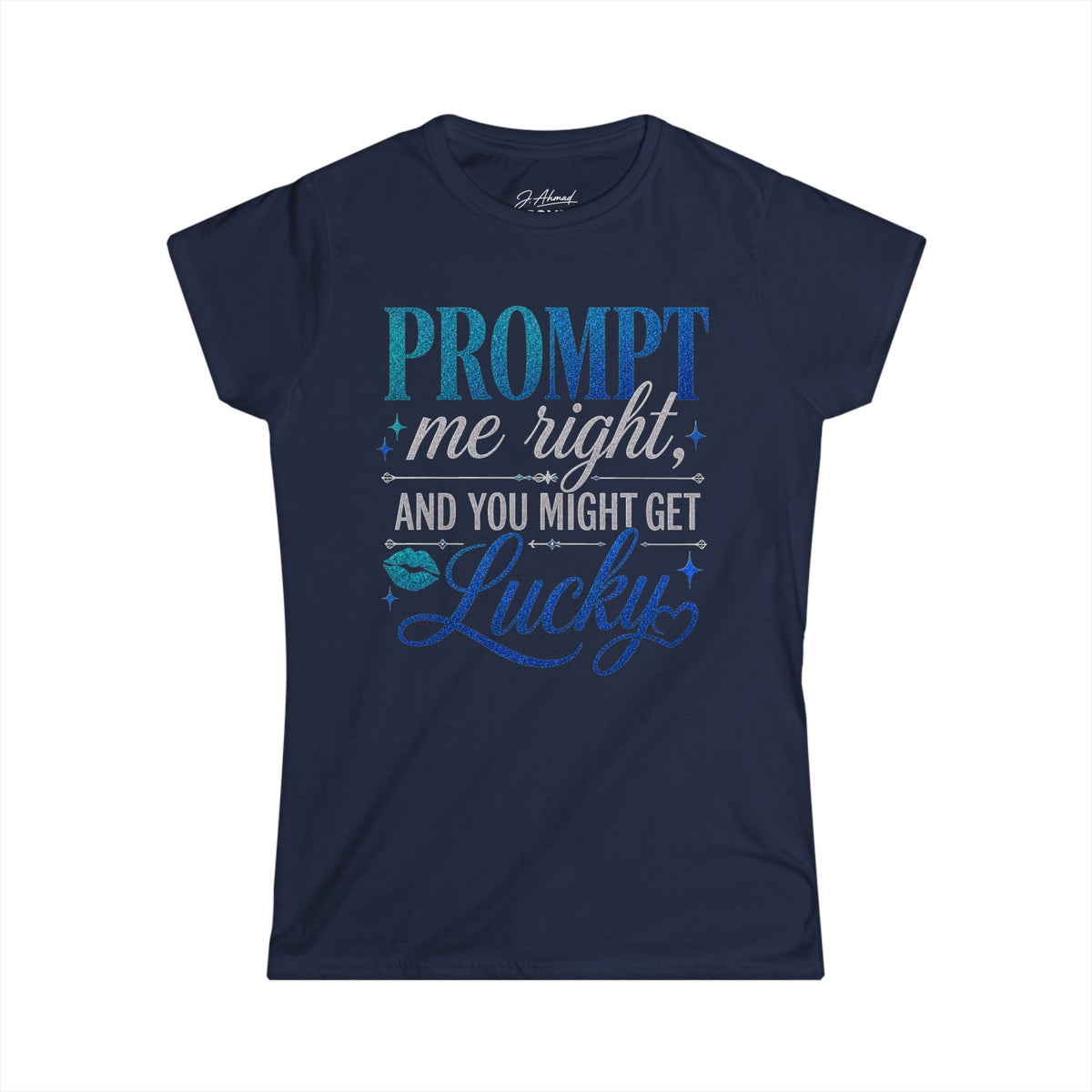 Prompt Me Right Women’s Tee – Blue Current Edition by J. Ahmad