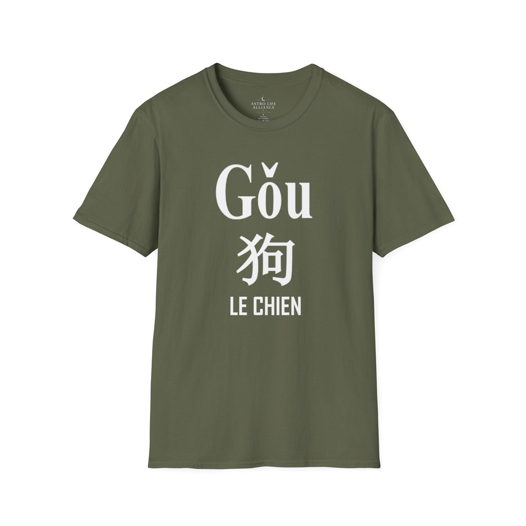11 Chien — T-shirt Typographique — Couleurs Foncées — Français