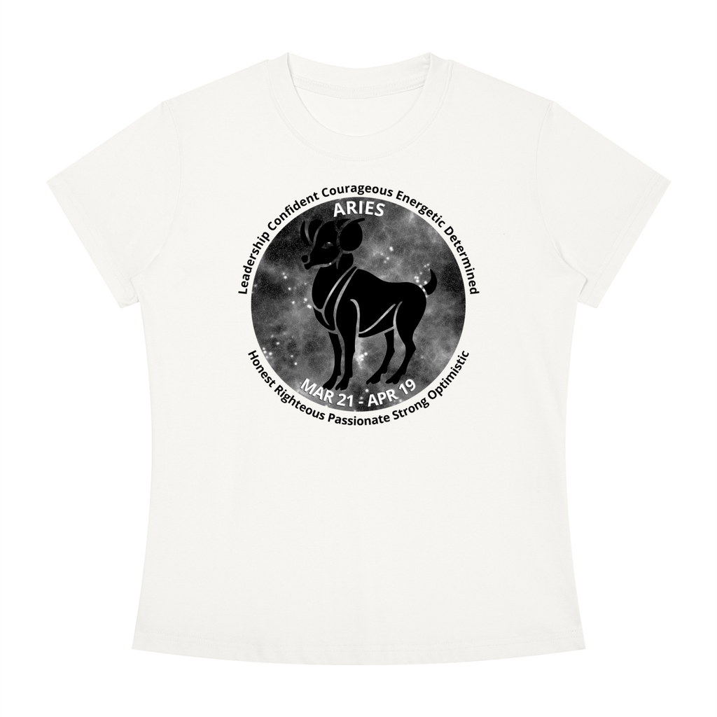 Aries Monochrome Zodiac Slim-Fit Women’s Tee – White