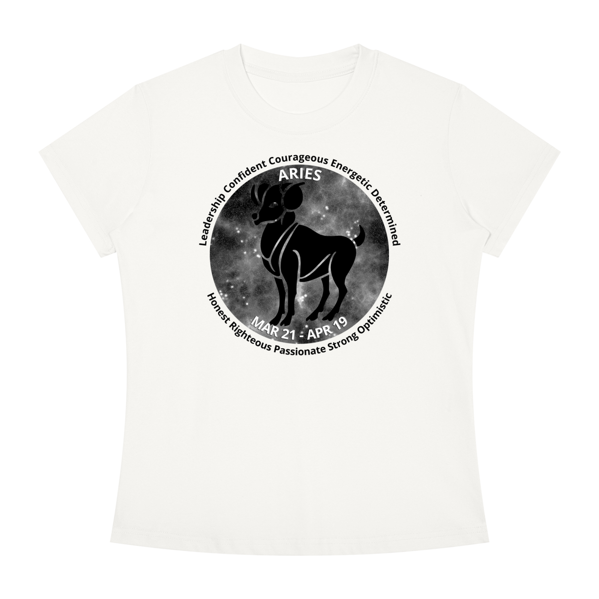 Aries Monochrome Zodiac Slim-Fit Women’s Tee – White