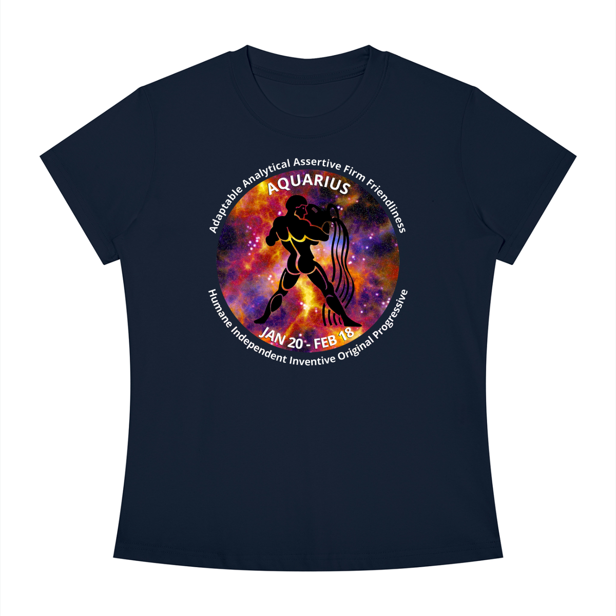 Aquarius Full-Color Zodiac Slim-Fit Women’s Tee – Dark Shades