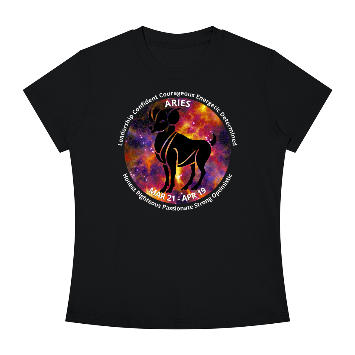 Aries Full-Color Zodiac Slim-Fit Women’s Tee – Dark Shades