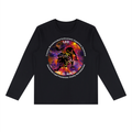 Leo black long-sleeve zodiac tee with color artwork, front view
