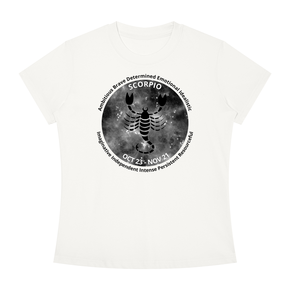 Scorpio Monochrome Zodiac Slim-Fit Women’s Tee – White
