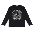 Libra black long-sleeve zodiac tee with black-and-white artwork, front view