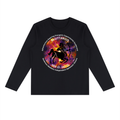 Sagittarius black long-sleeve zodiac tee with color artwork, front view