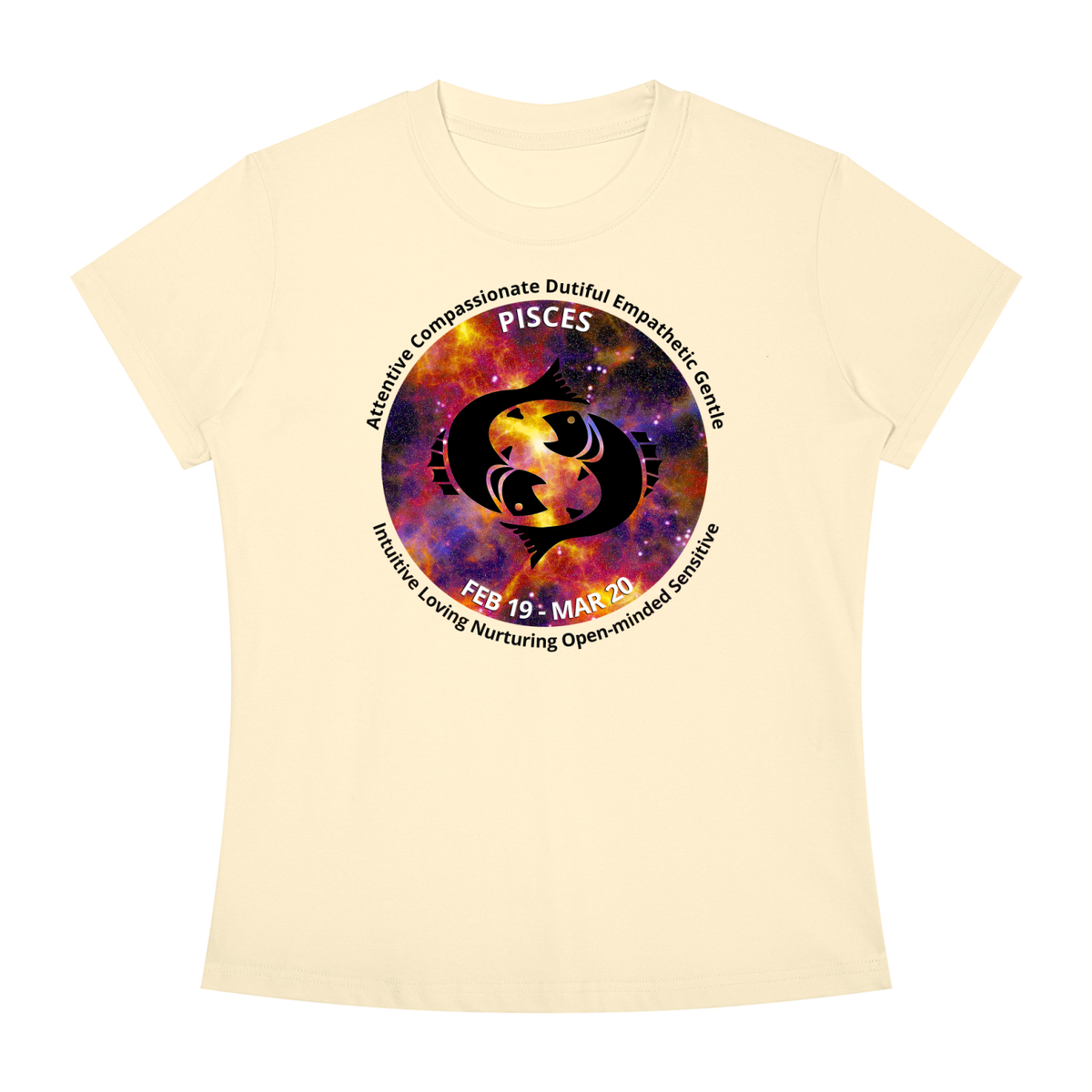 Pisces Full-Color Zodiac Slim-Fit Women’s Tee – Light Shades