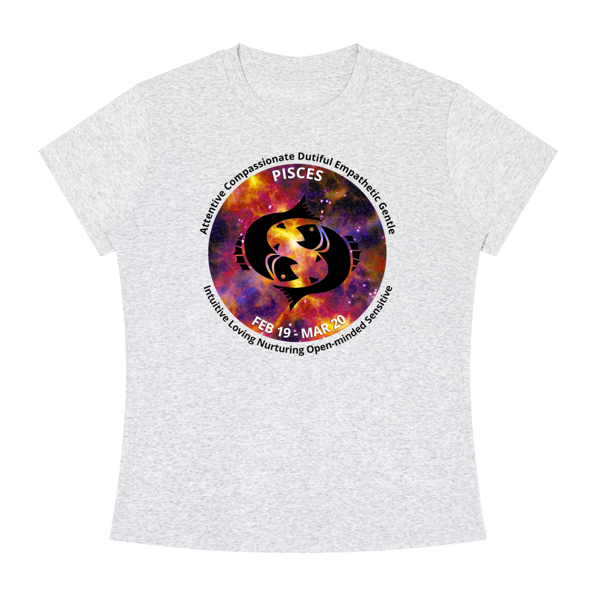 Pisces Full-Color Zodiac Slim-Fit Women’s Tee – Light Shades