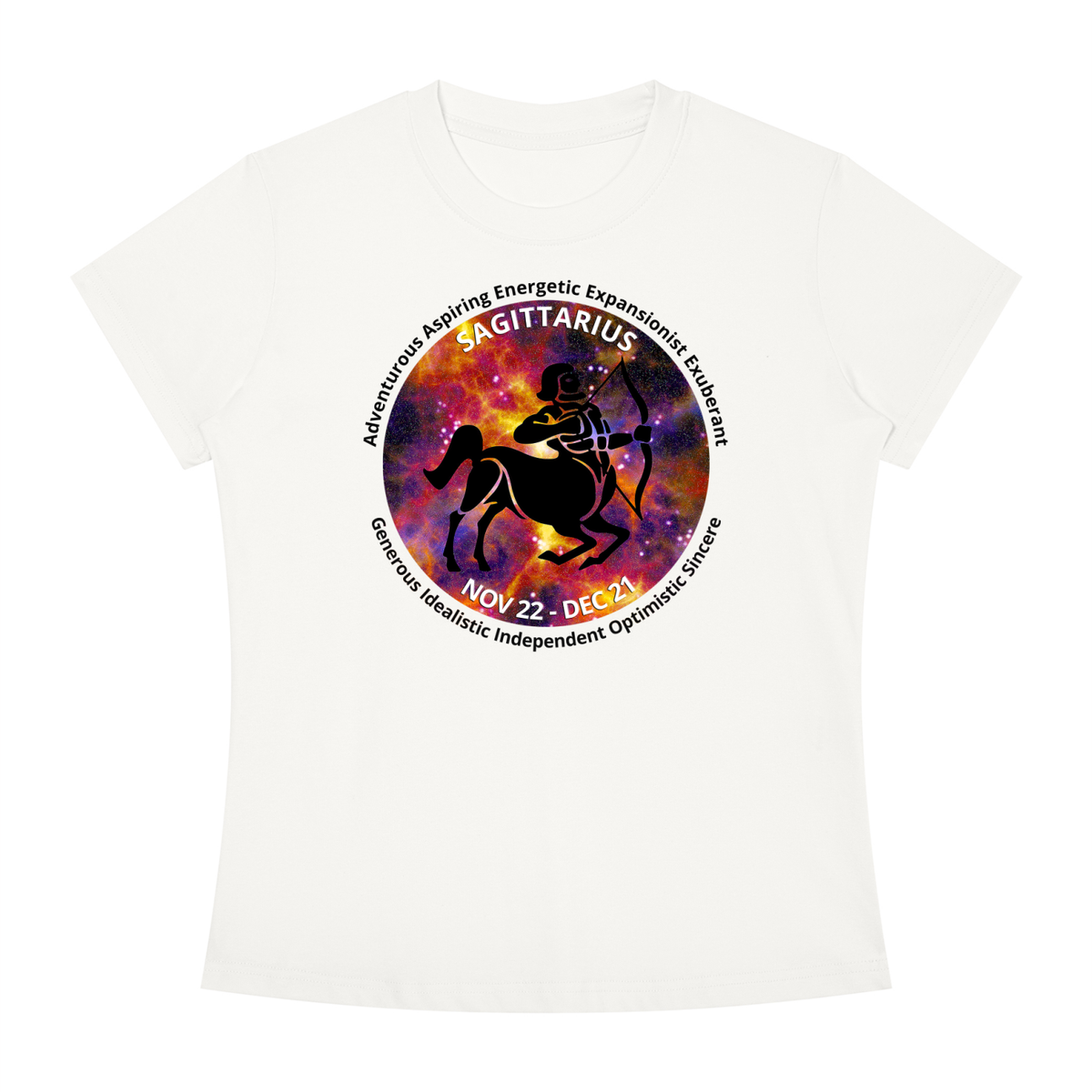 Sagittarius Full-Color Zodiac Slim-Fit Women’s Tee – Light Shades