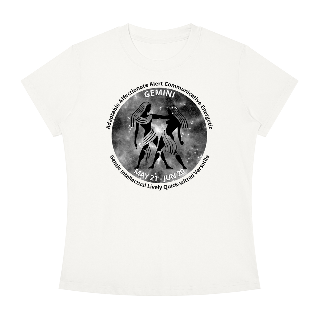 Gemini Monochrome Zodiac Slim-Fit Women’s Tee – White