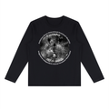 Scorpio black long-sleeve zodiac tee with black-and-white artwork, front view