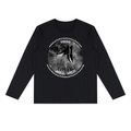 Virgo black long-sleeve zodiac tee with black-and-white artwork, front view