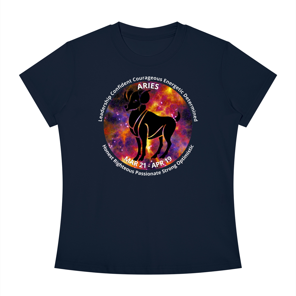 Aries Full-Color Zodiac Slim-Fit Women’s Tee – Dark Shades