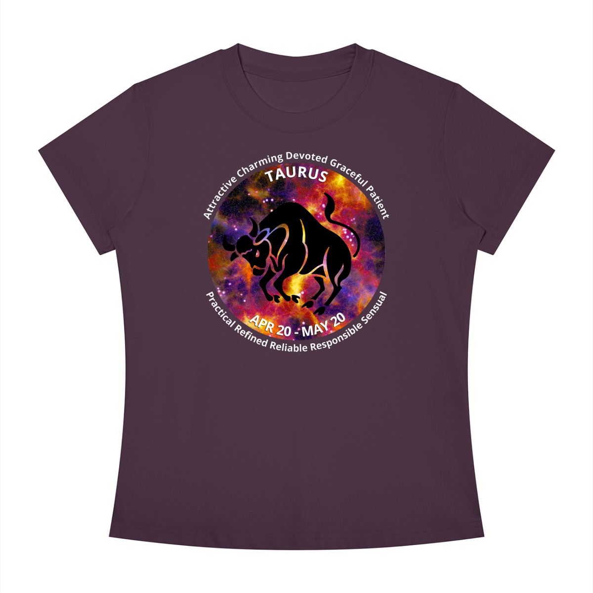 Taurus Full-Color Zodiac Slim-Fit Women’s Tee – Dark Shades