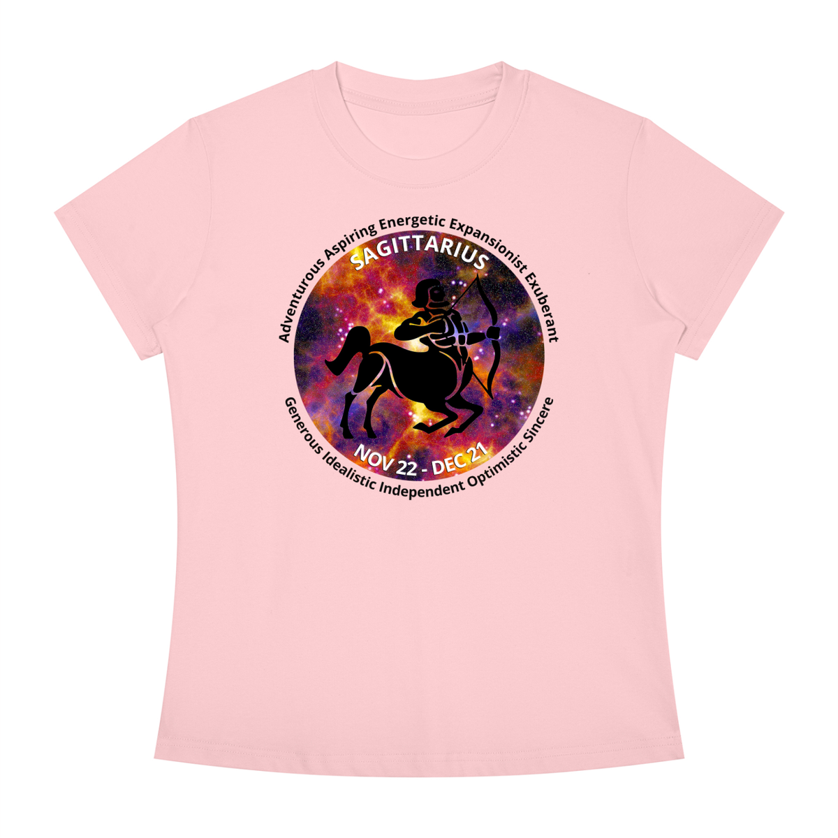 Sagittarius Full-Color Zodiac Slim-Fit Women’s Tee – Light Shades