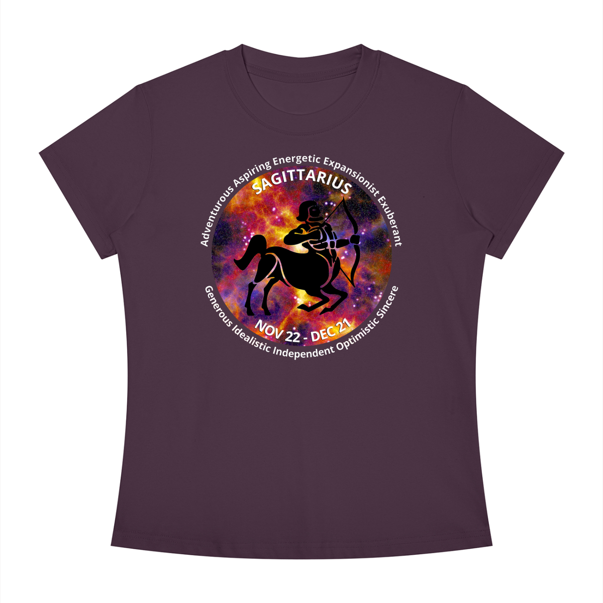 Sagittarius Full-Color Zodiac Slim-Fit Women’s Tee – Dark Shades