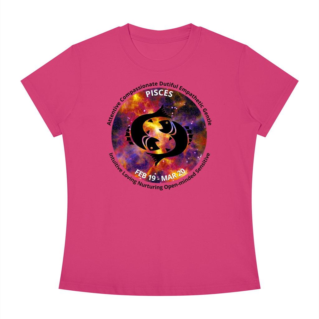 Pisces Full-Color Zodiac Slim-Fit Women’s Tee – Light Shades