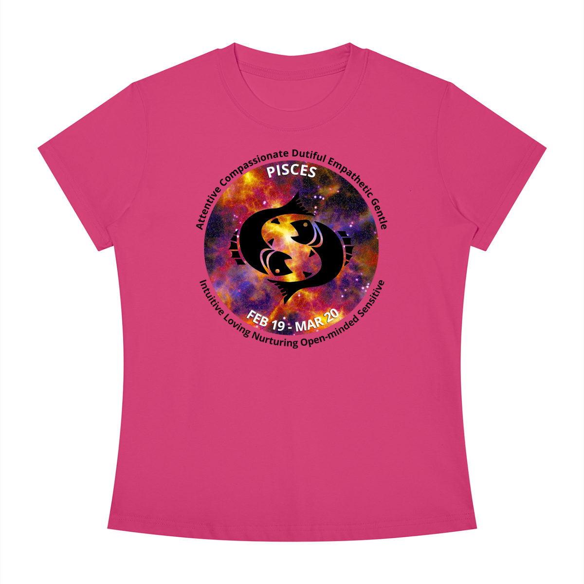 Pisces Full-Color Zodiac Slim-Fit Women’s Tee – Light Shades