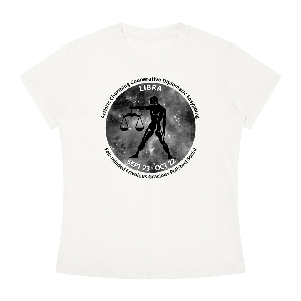 Libra Monochrome Zodiac Slim-Fit Women’s Tee – White