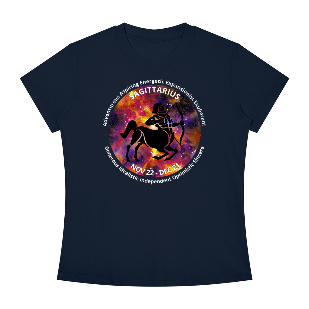 Sagittarius Full-Color Zodiac Slim-Fit Women’s Tee – Dark Shades