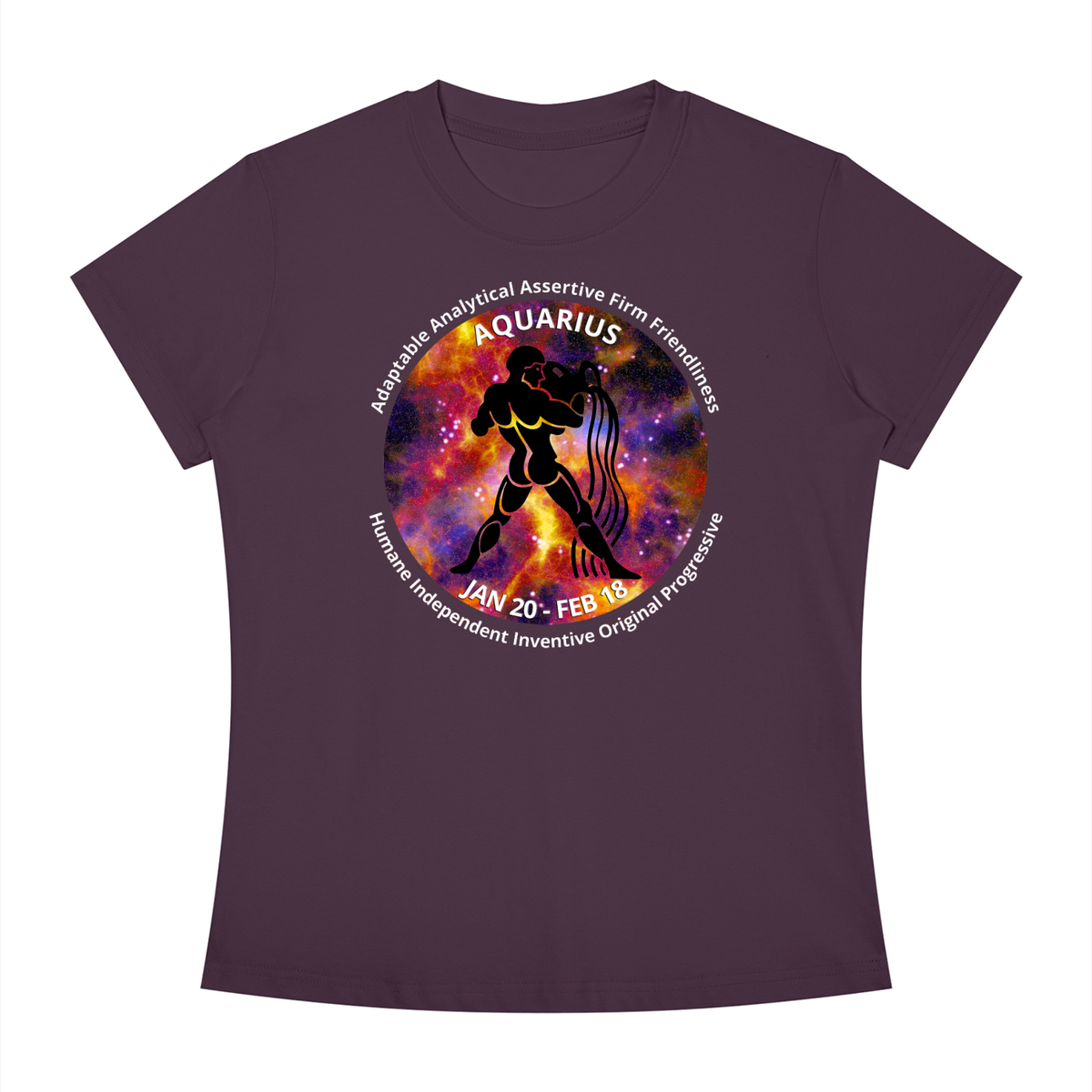 Aquarius Full-Color Zodiac Slim-Fit Women’s Tee – Dark Shades