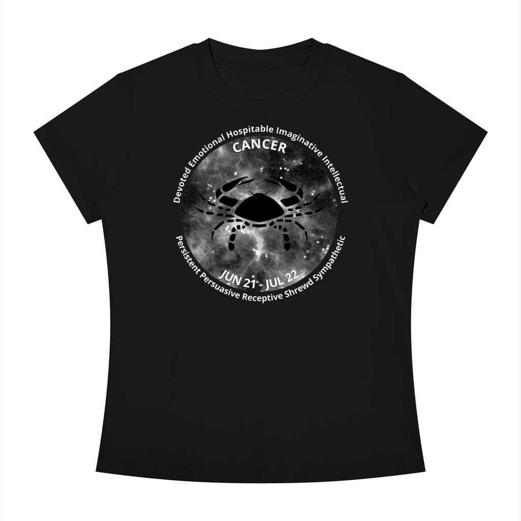 Cancer Monochrome Zodiac Slim-Fit Women’s Tee – Black