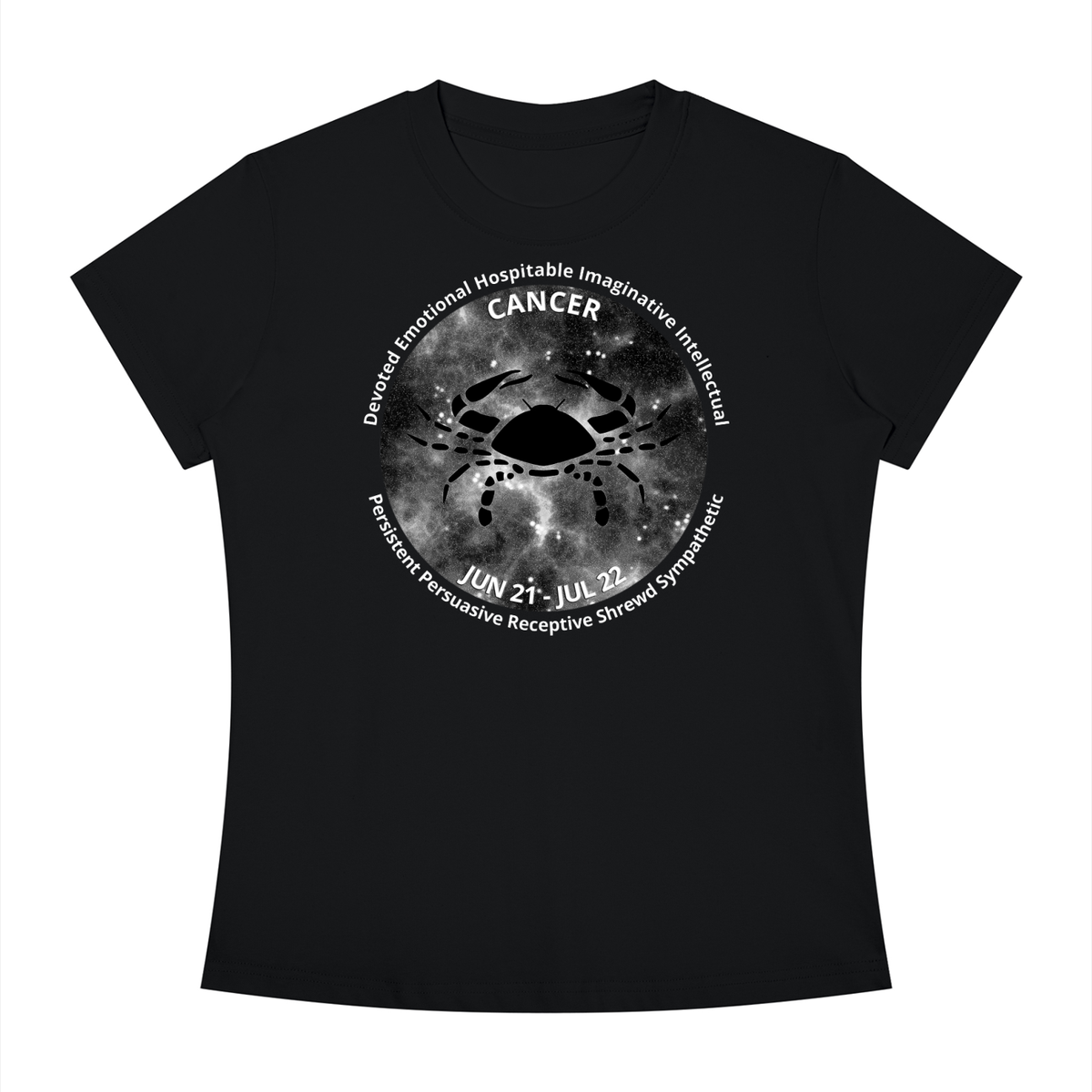 Cancer Monochrome Zodiac Slim-Fit Women’s Tee – Black
