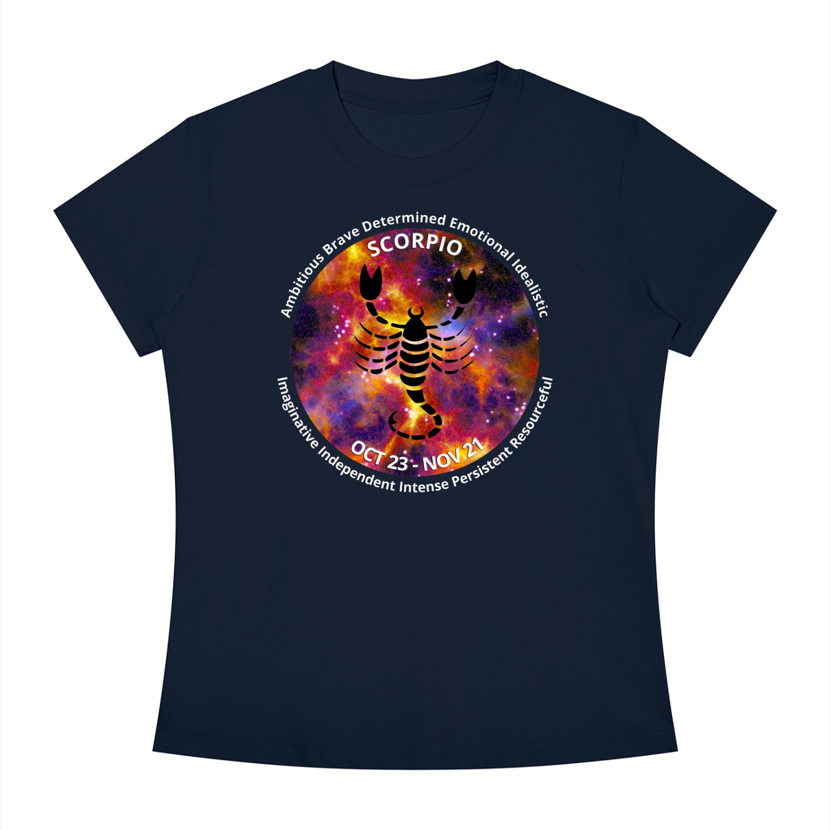 Scorpio Full-Color Zodiac Slim-Fit Women’s Tee – Dark Shades