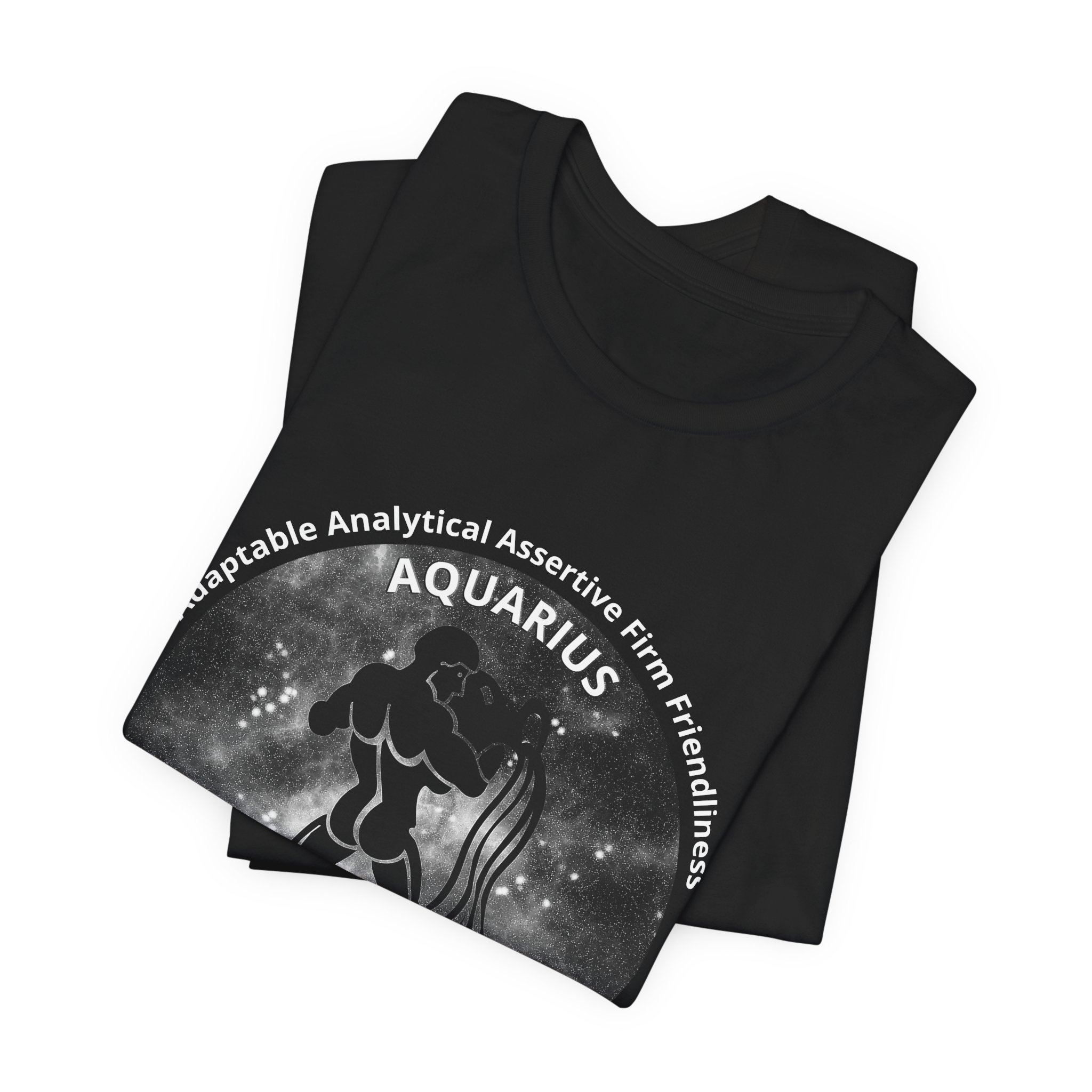 Astro Blk 11 Aquarius Unisex Tee (B&W) - Image 3