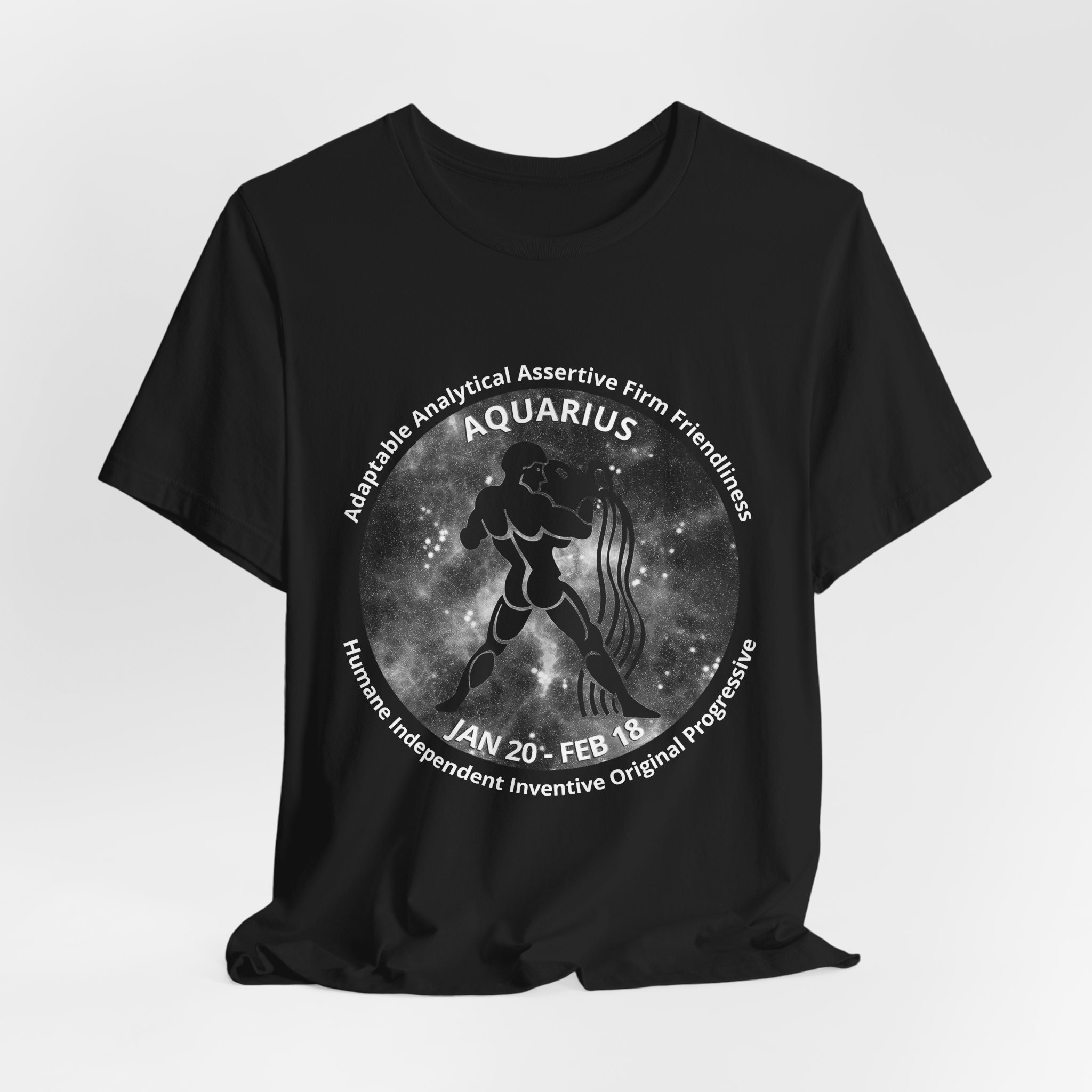 Astro Blk 11 Aquarius Unisex Tee (B&W) - Image 4