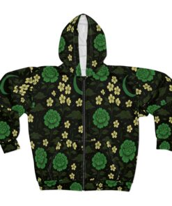 Alternative view of Green Unisex Zip Hoodie (AOP)