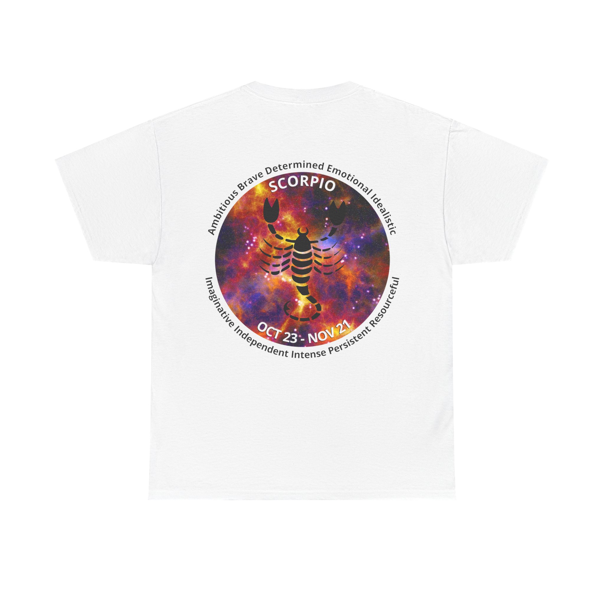 08 Scorpio Unisex Heavy Cotton Tee - Small Z Sign - Image 2