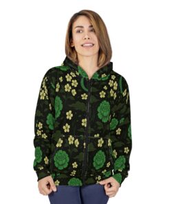 Green Unisex Zip Hoodie (AOP)
