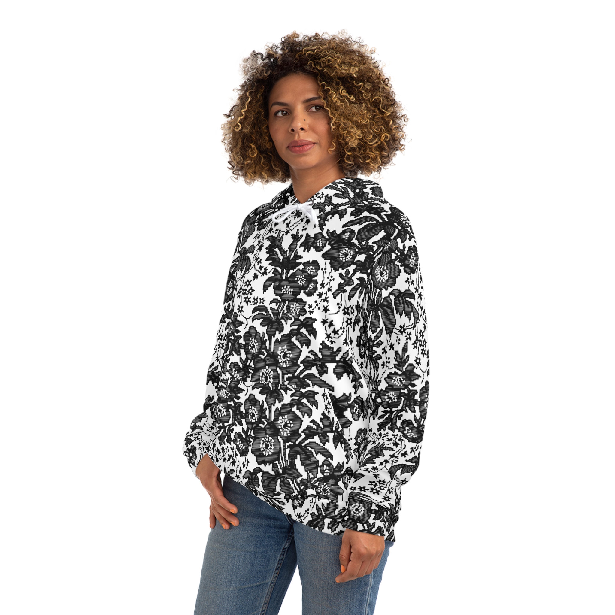 White Floral Hoodie