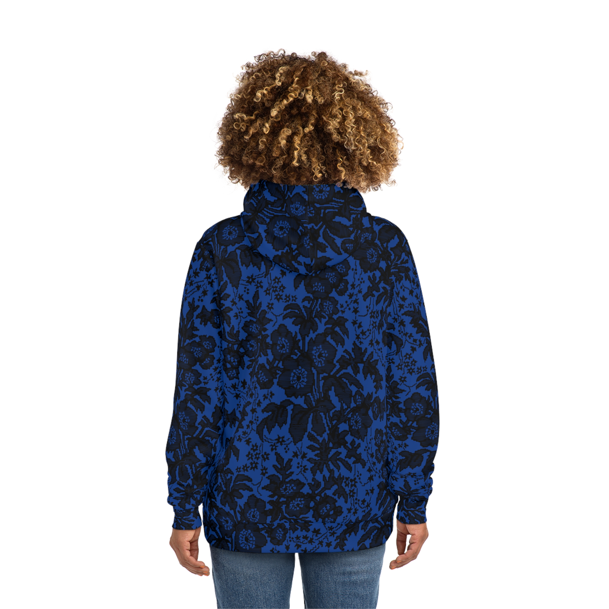 Dark Blue Floral Hoodie - Image 4