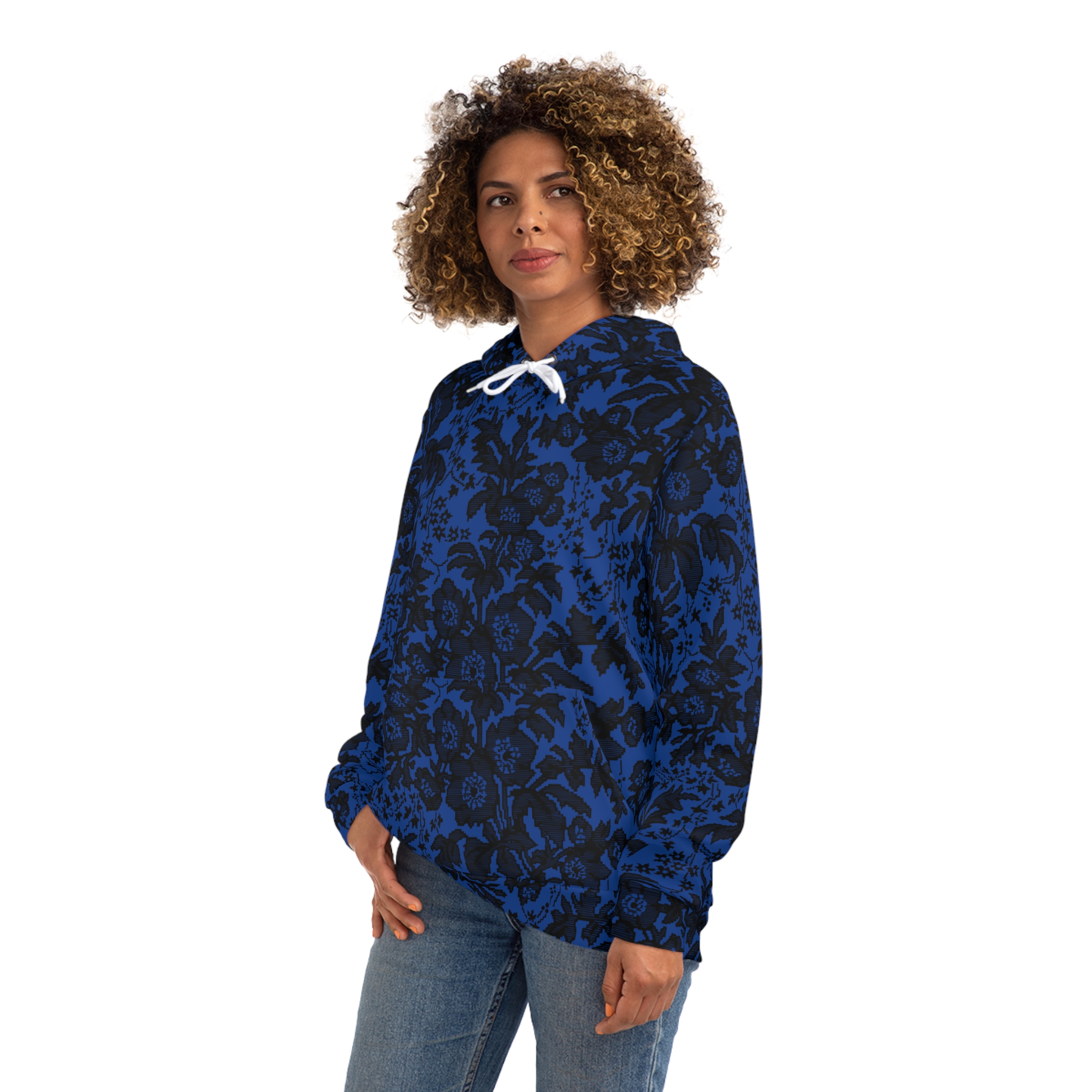 Dark Blue Floral Hoodie