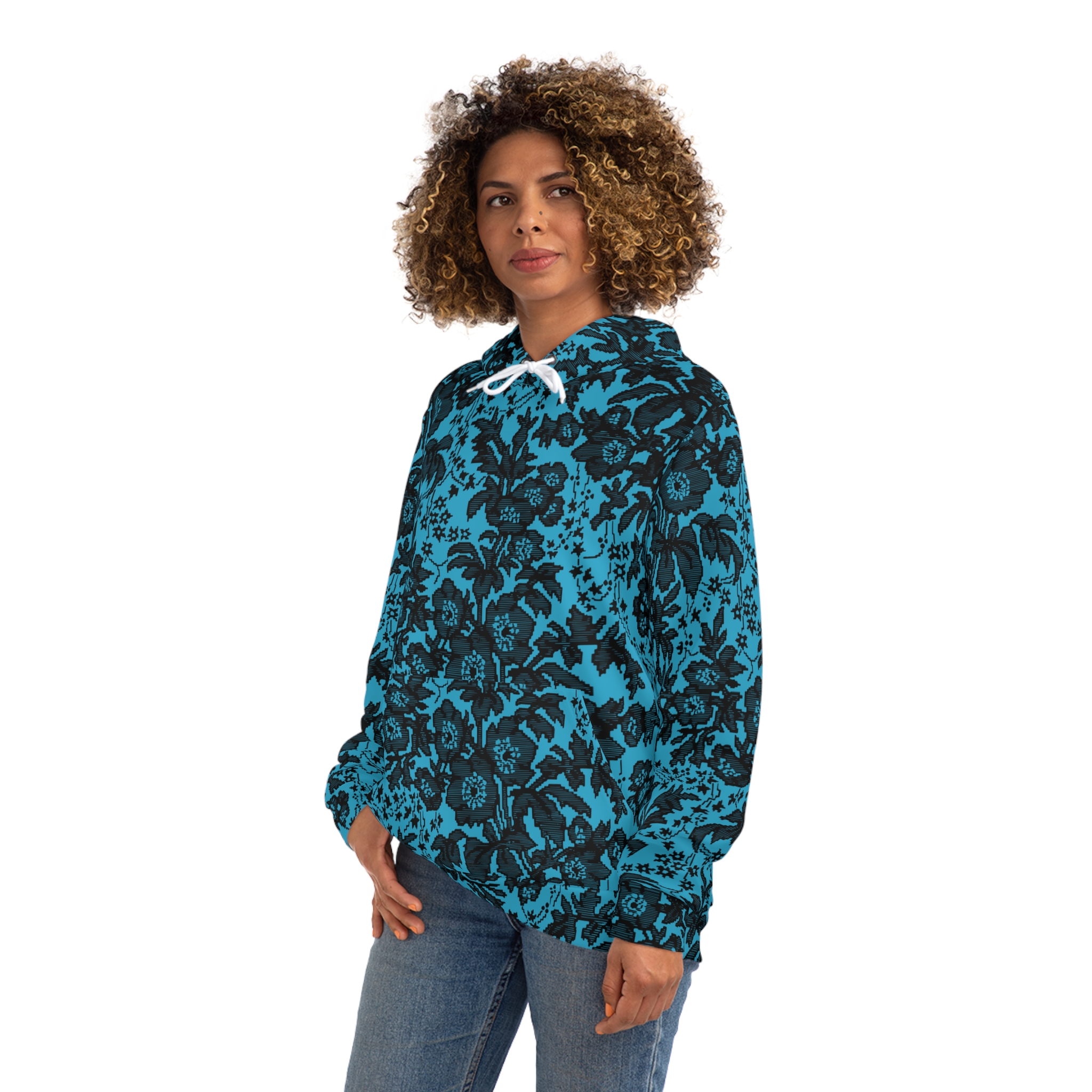 Turquoise Floral Hoodie