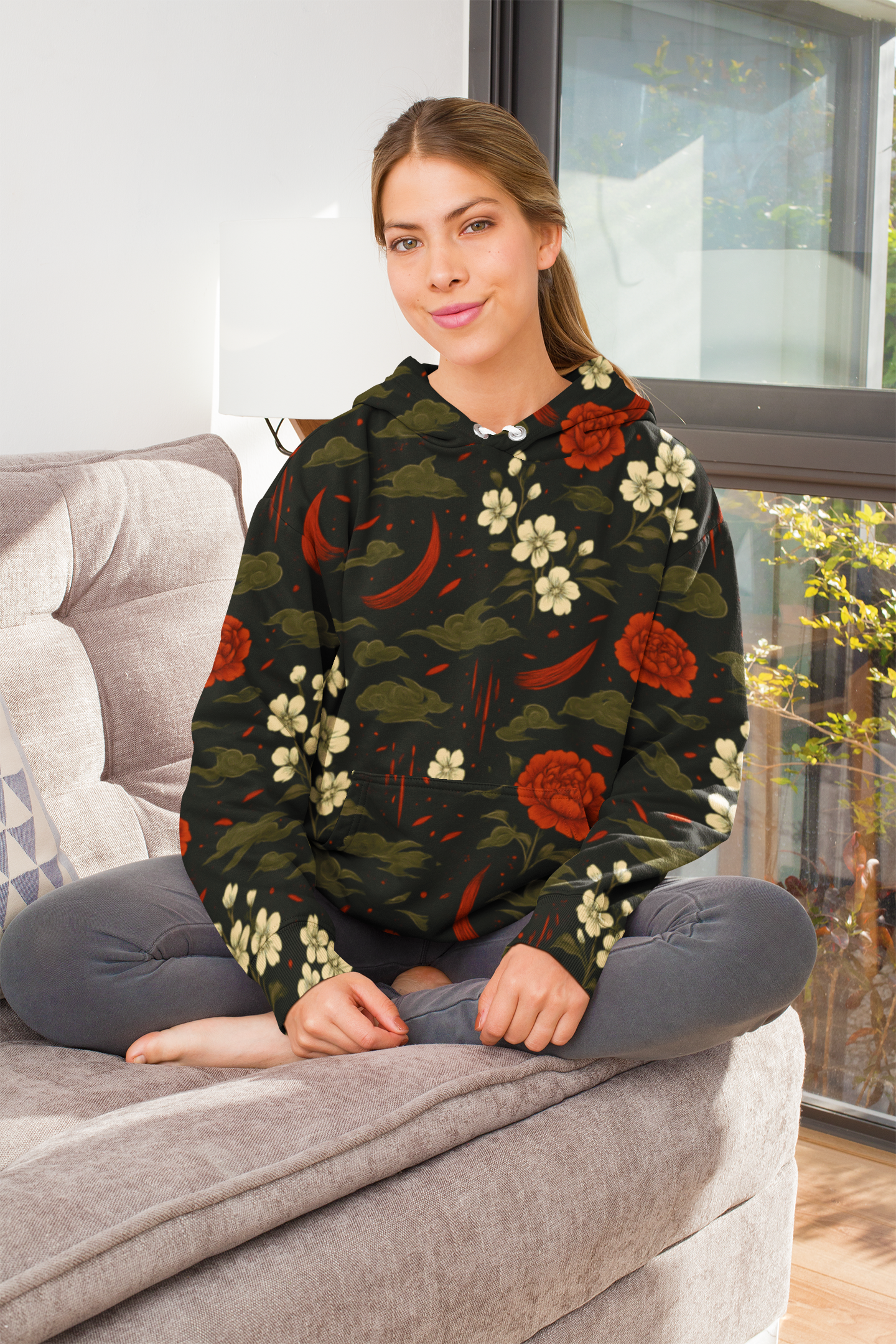 The Red Flower Spirit of Vengeance Pullover Hoodie (Unisex)
