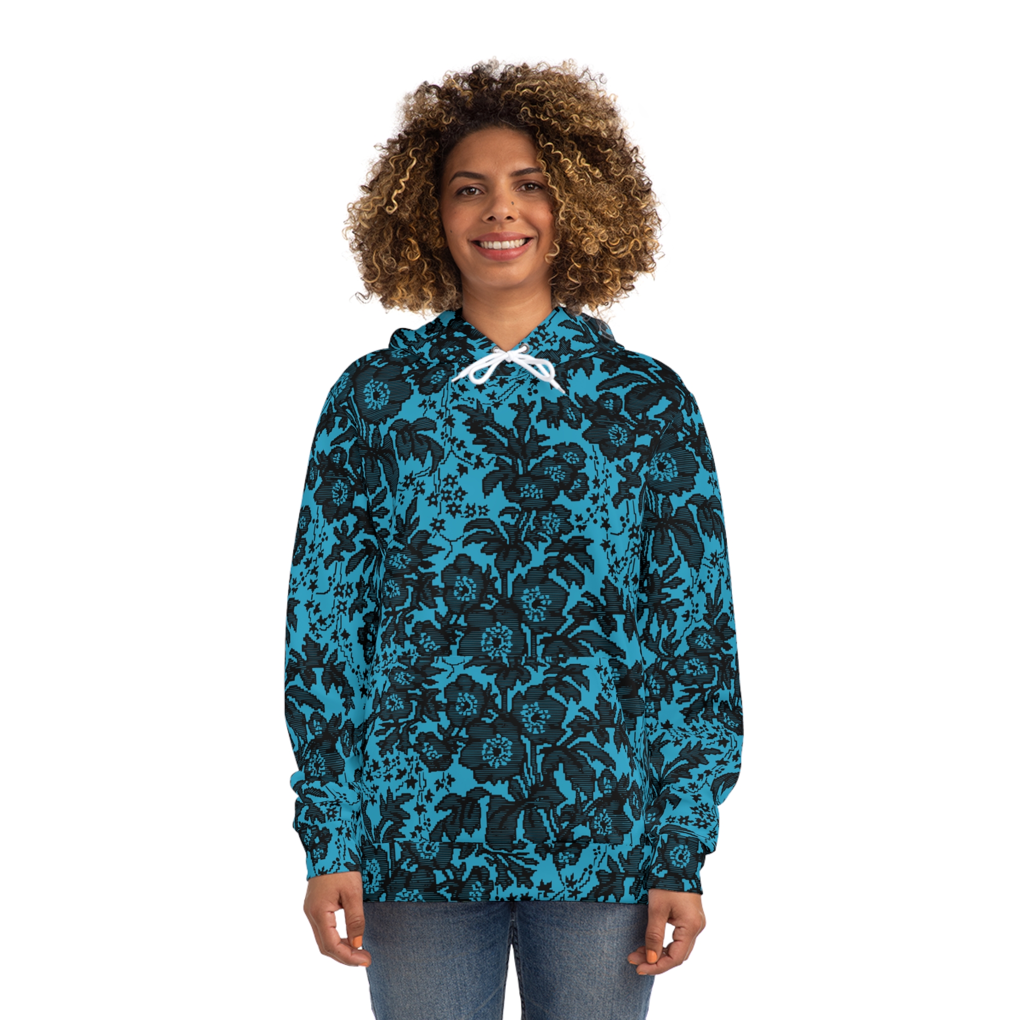 Turquoise Floral Hoodie - Image 5