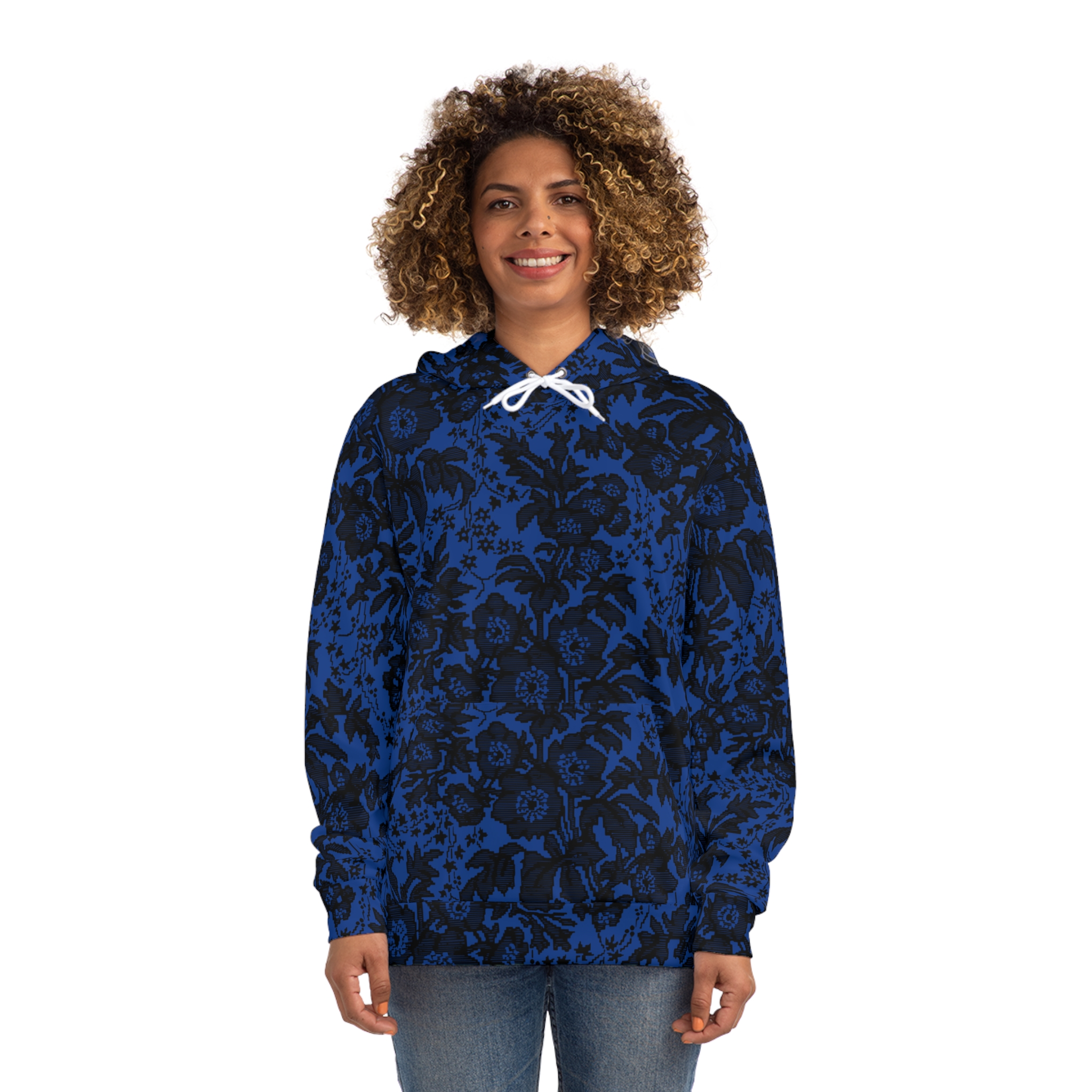 Dark Blue Floral Hoodie - Image 5